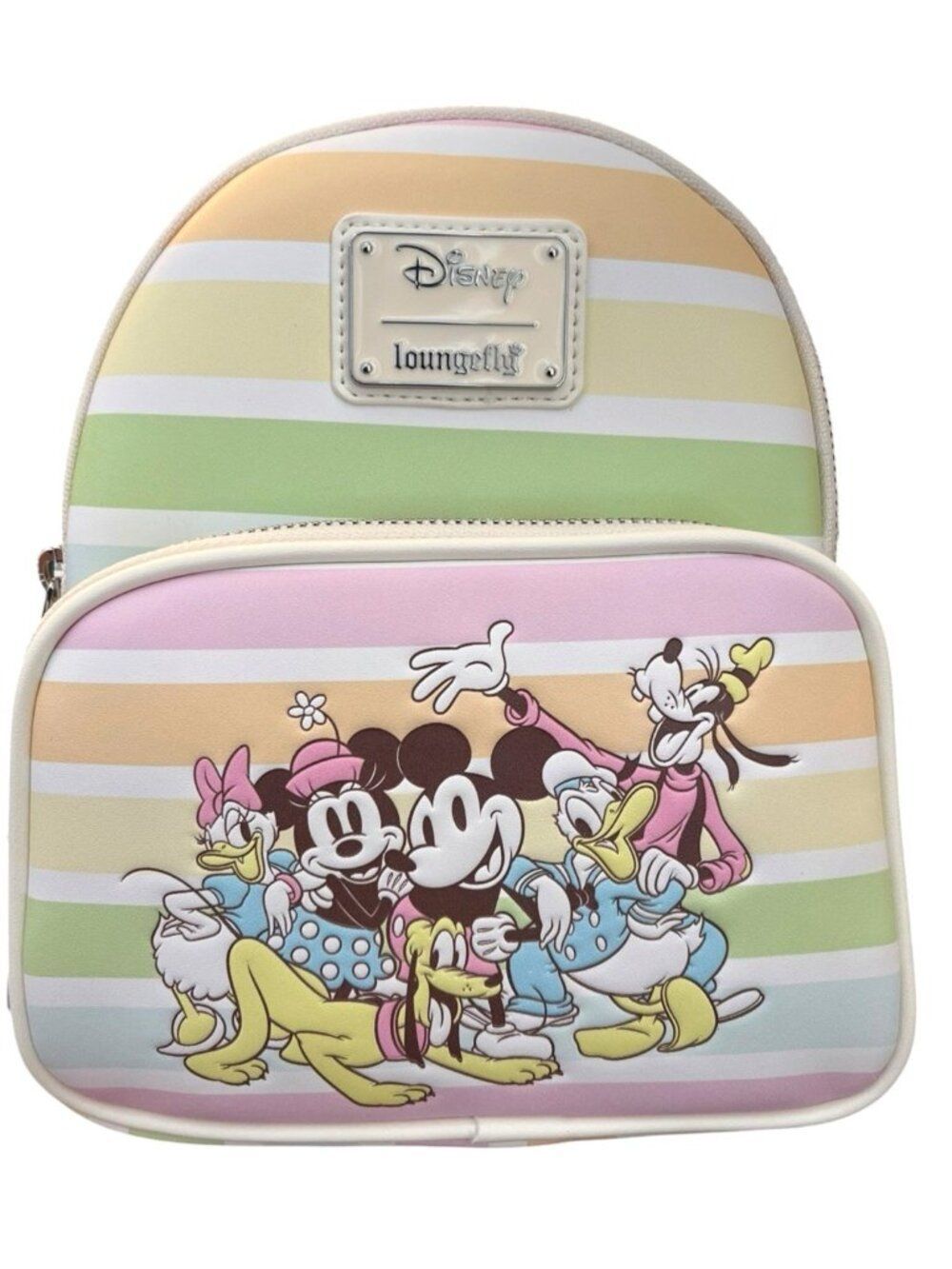 Loungefly Disney Mickey & Friends Rainbow Stripe Convertible Mini Backpack NWT